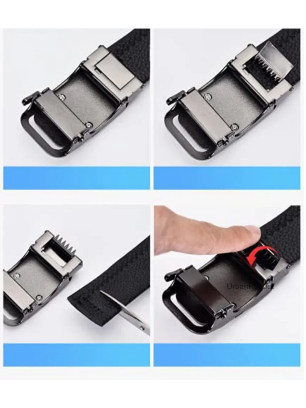Genuine Leather Men's Belt Wolf Head Ratchet Buckle Adjustable 1.38